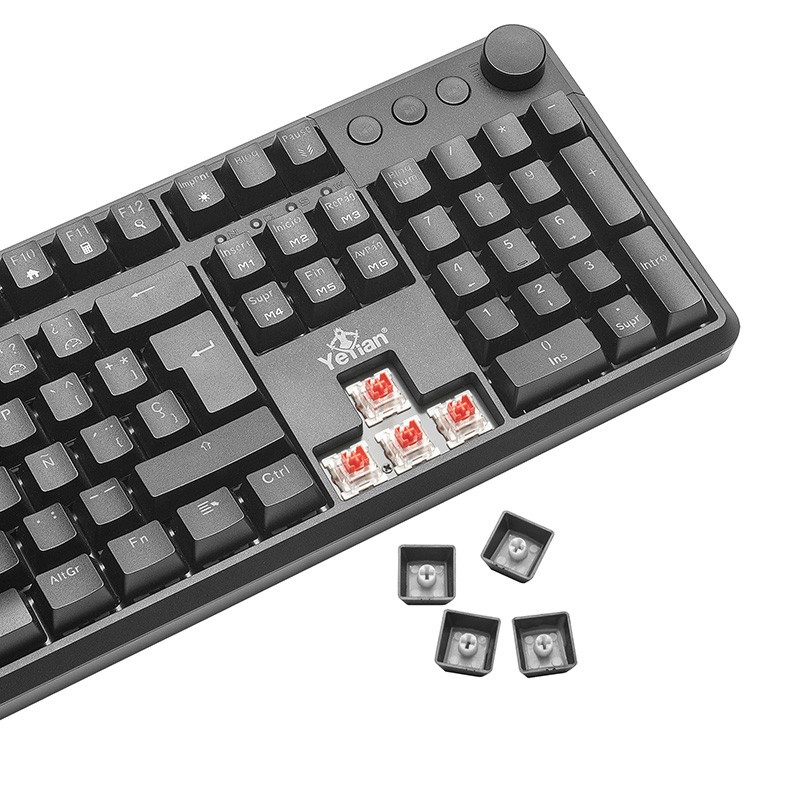 Teclado gamer yeyian ytm-28207r asward s3000 mecanico switch rojo rgb