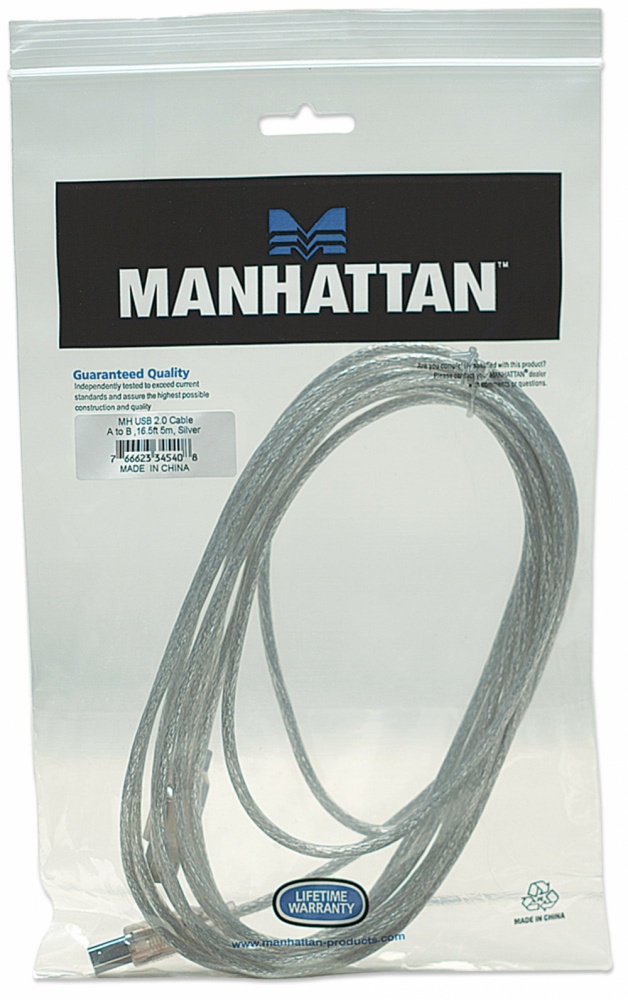 Cable Manhattan De Alta Velocidad USB 2.0 USB A Macho - USB B Macho 5 Metros