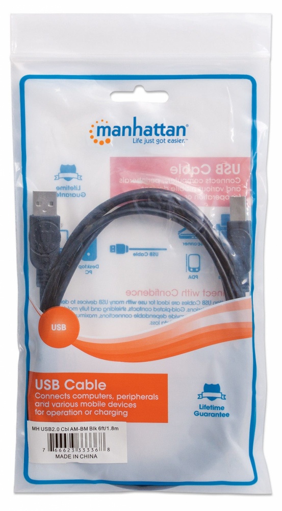 Cable Manhattan Dara Dispositivos USB De Alta Velocidad USB A - USB B 1.8 Metros