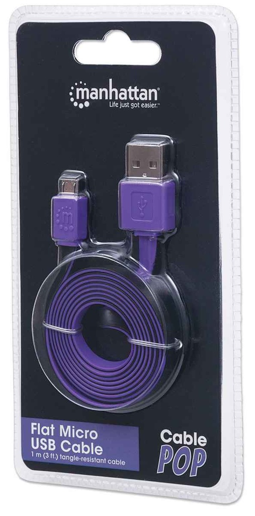 Cable Manhattan Plano USB 2.0 A - Micro USB 2.0 B 1 Metro