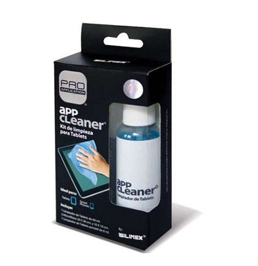 Kit App Cleaner para Tablets Silimex Incluye Limpiador Líquido 60ml + Limpiador Líquido de 8ml + 2 Microfibras