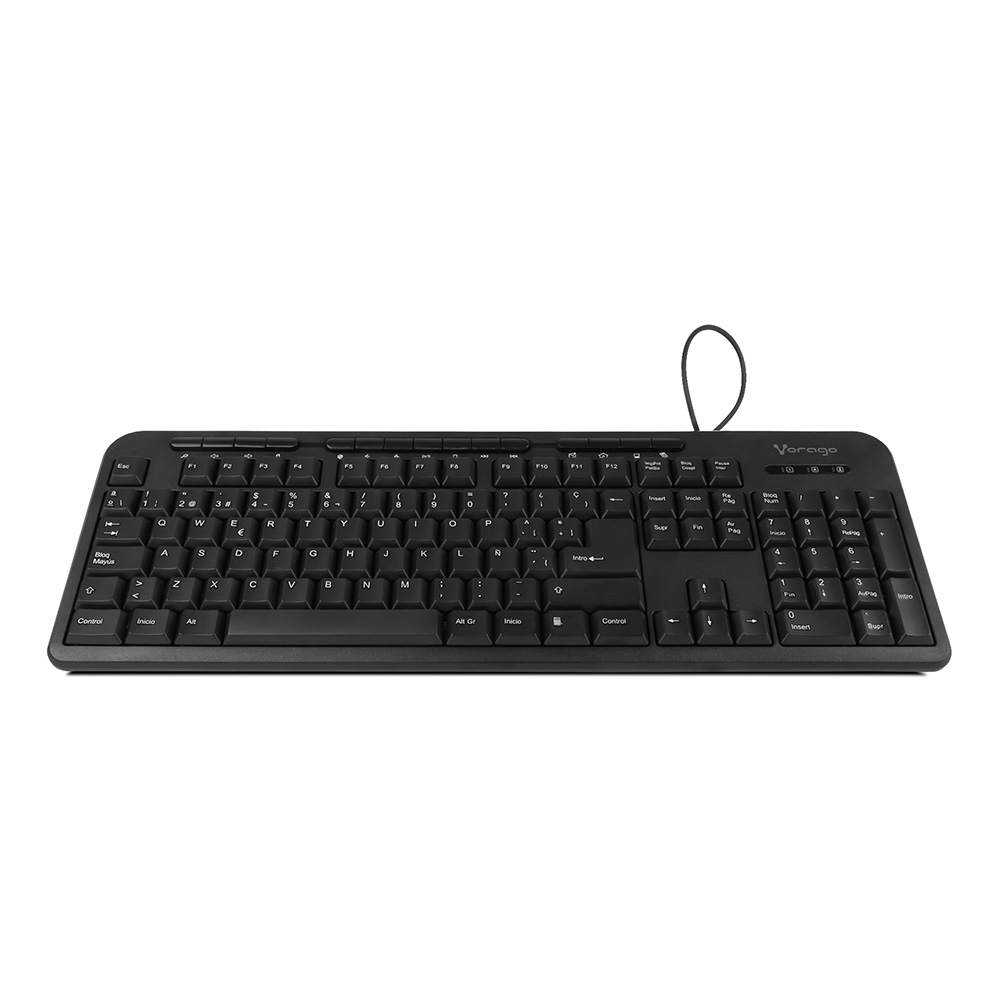 Teclado Vorago KB-204 USB 1.3m Ergonomico 15 Teclas Multimedia Español