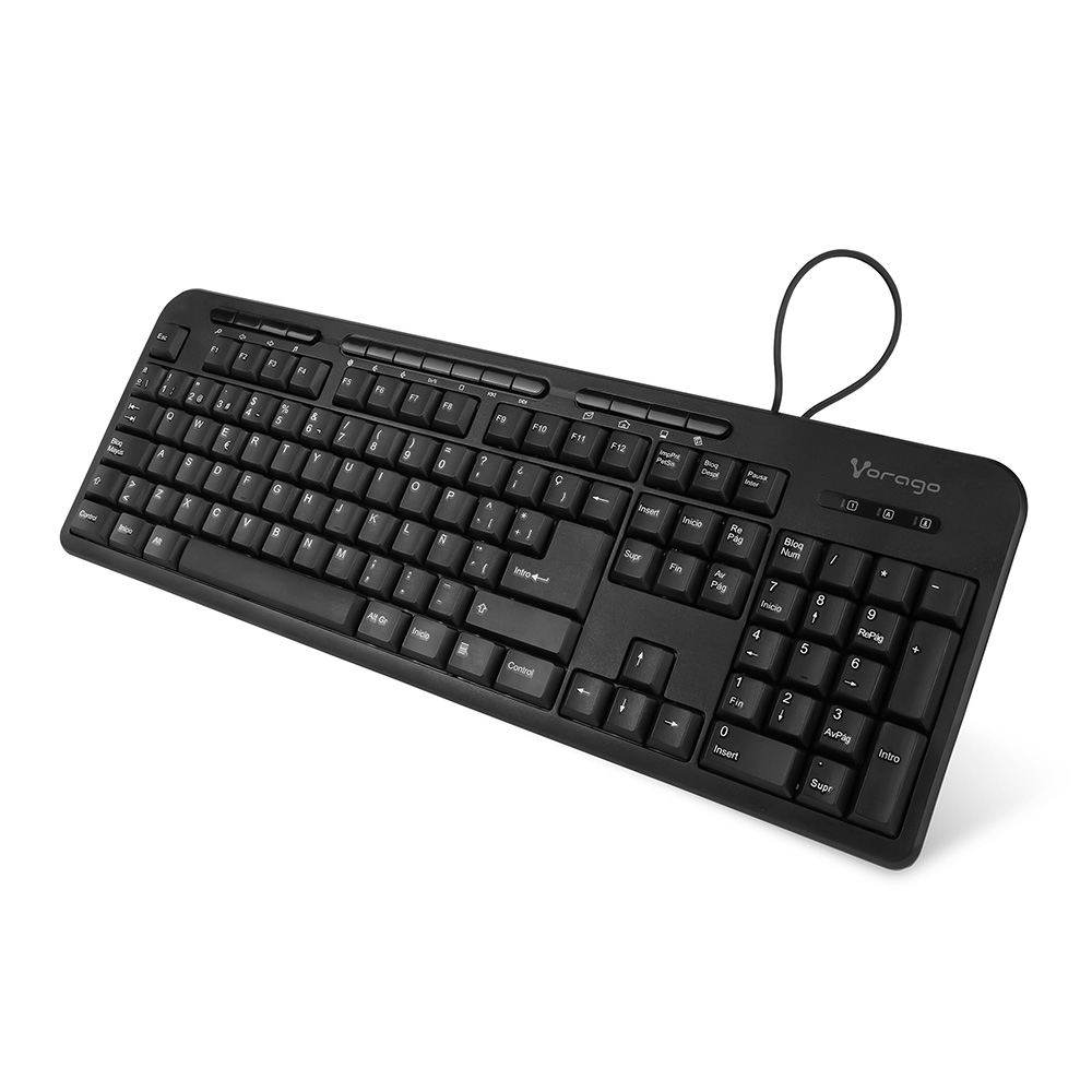 Teclado Vorago KB-204 USB 1.3m Ergonomico 15 Teclas Multimedia Español