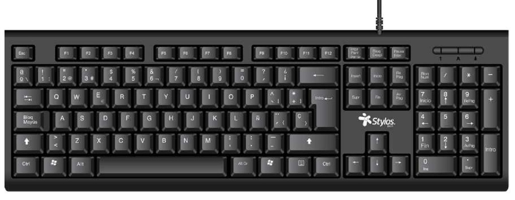 Kit De Teclado Y Mouse Stylos STPKTM4B Alámbrico USB Español