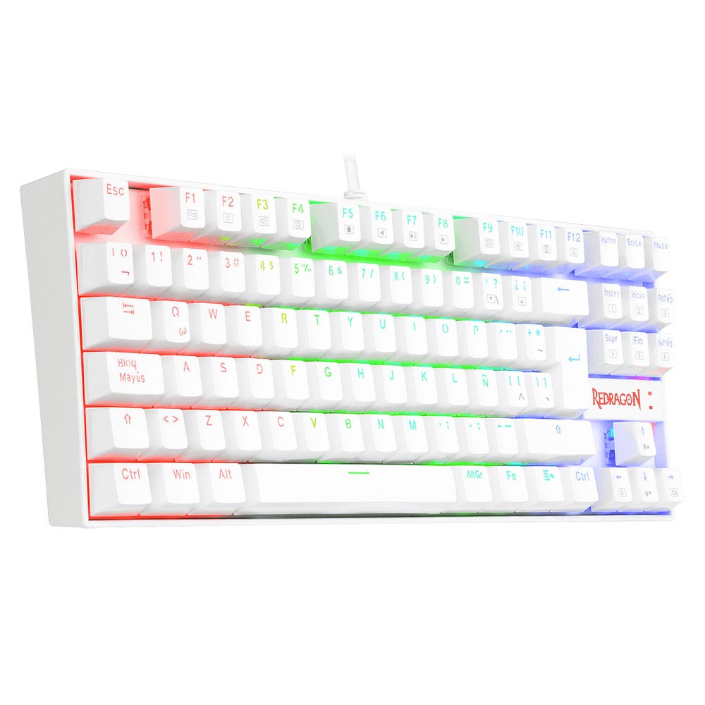 Teclado Gamer Redragon Kumara K55 LED RGB Teclado Mecánico Alámbrico Español Blanco