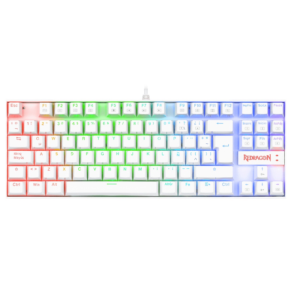 Teclado Gamer Redragon Kumara K55 LED RGB Teclado Mecánico Alámbrico Español Blanco