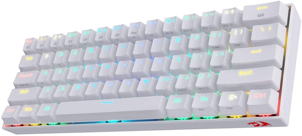 Teclado Mecánico Draconic White Red Dragon RGB Bluetooth Ingles Alámbrico/Inalámbrico Blanco