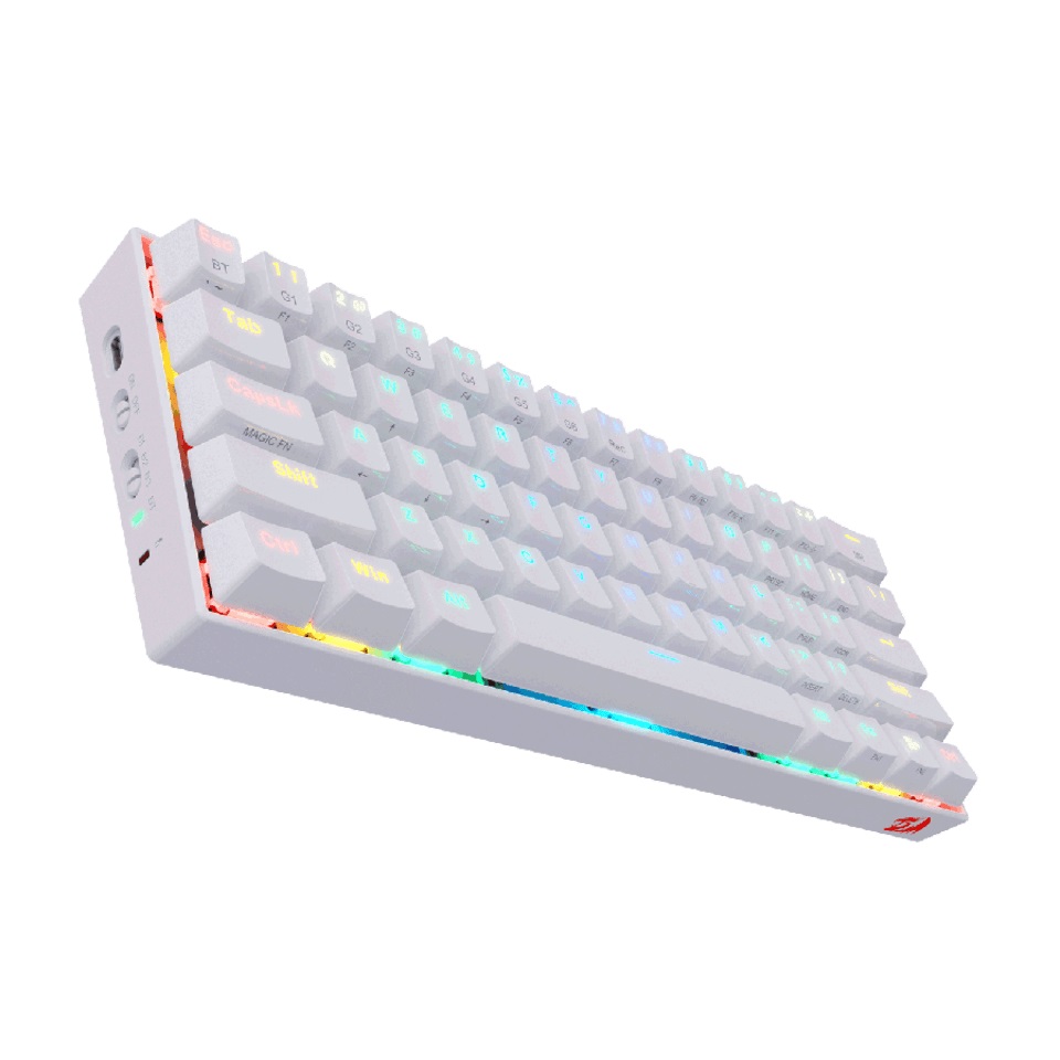 Teclado Mecánico Draconic White Red Dragon RGB Bluetooth Ingles Alámbrico/Inalámbrico Blanco