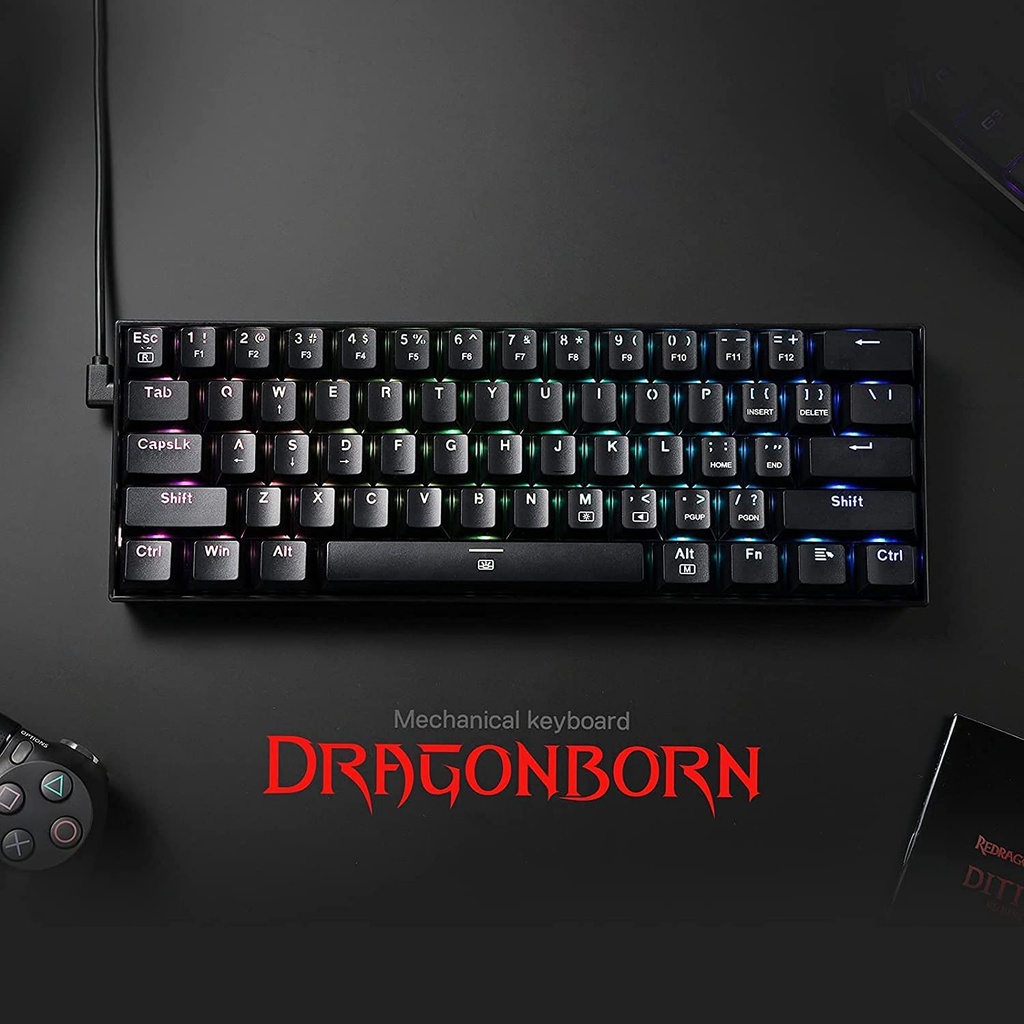 Teclado RGB DRAGONBORN Black K630 Red Dragon Mecánico