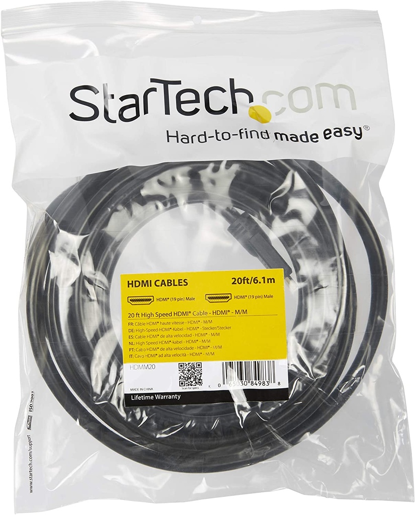 Cable HDMI De Alta Velocidad StarTech HDMI Macho - HDMI Macho 4K 30Hz 6 Metros