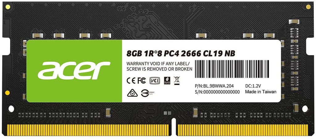 Memoria SODIMM Acer SD100 DDR4 PC4-21300 2666MHz CL19 8GB