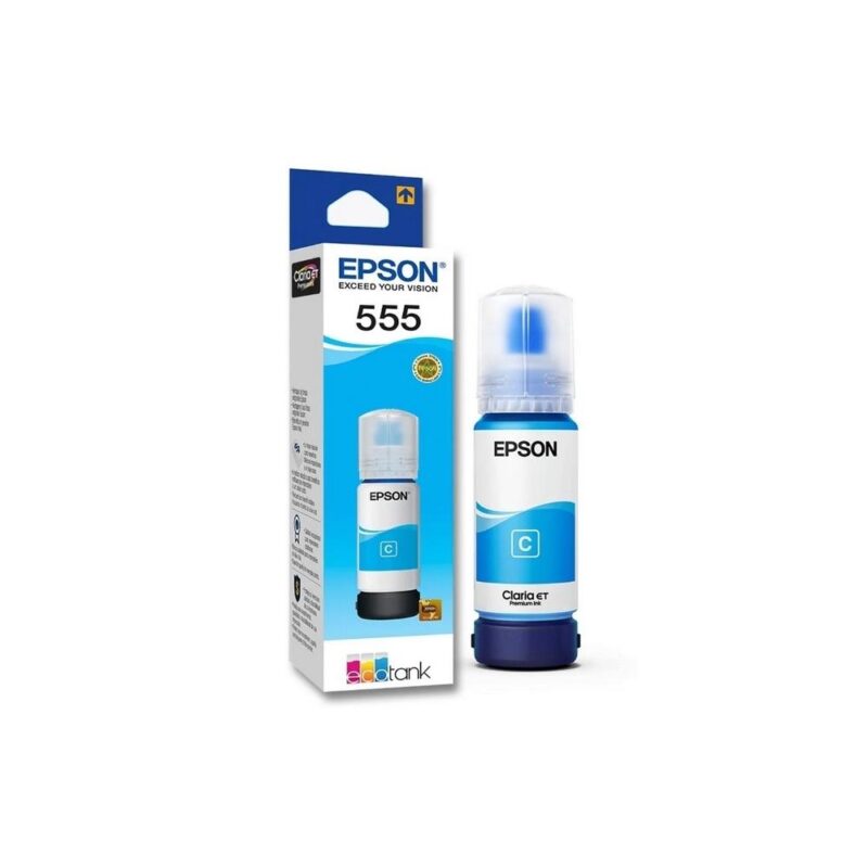 Tanque de Tinta Epson T555 Cyan 70ml 6300 páginas para L8160, L8180