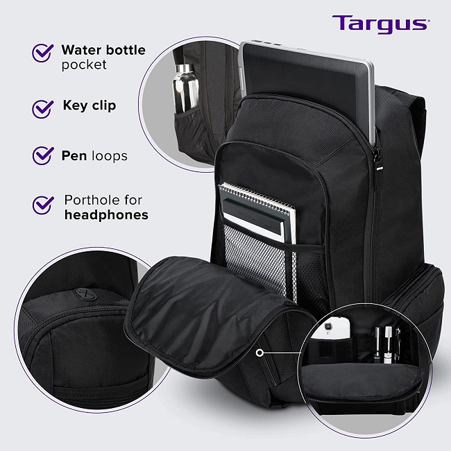 Mochila Groove para Laptop 17" Targus de Nylon Negro