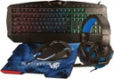 Kit Gamer De Teclado Mouse Mousepad Y Audífonos Necnon Kraken Alámbrico USB Español