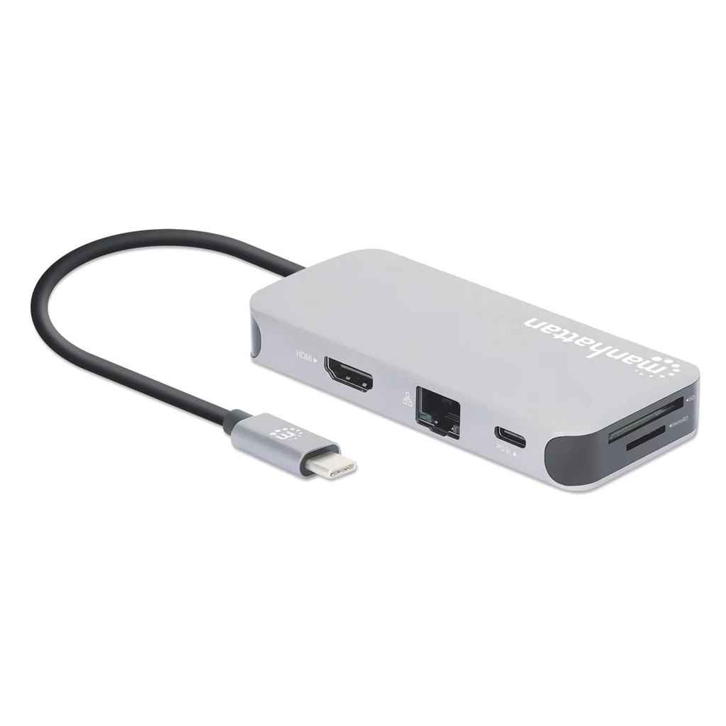 Docking Station Manhattan 130615 USB C - 3x USB 1x USB C 1x HDMI 1x RJ-45 1x SD 1x Micro SD