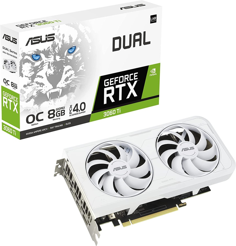 Tarjeta de Video ASUS NVIDIA Dual GeForce RTX 3060 Ti White 8 GB 256-bit GDDR6X PCI Express 4.0