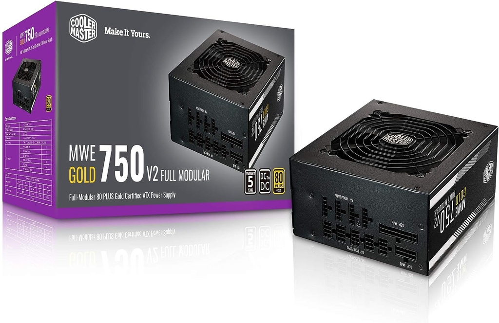 Fuente De Poder Cooler Master MWE Gold 750-V2 80 PLUS Gold 24 pin ATX 120mm 750W