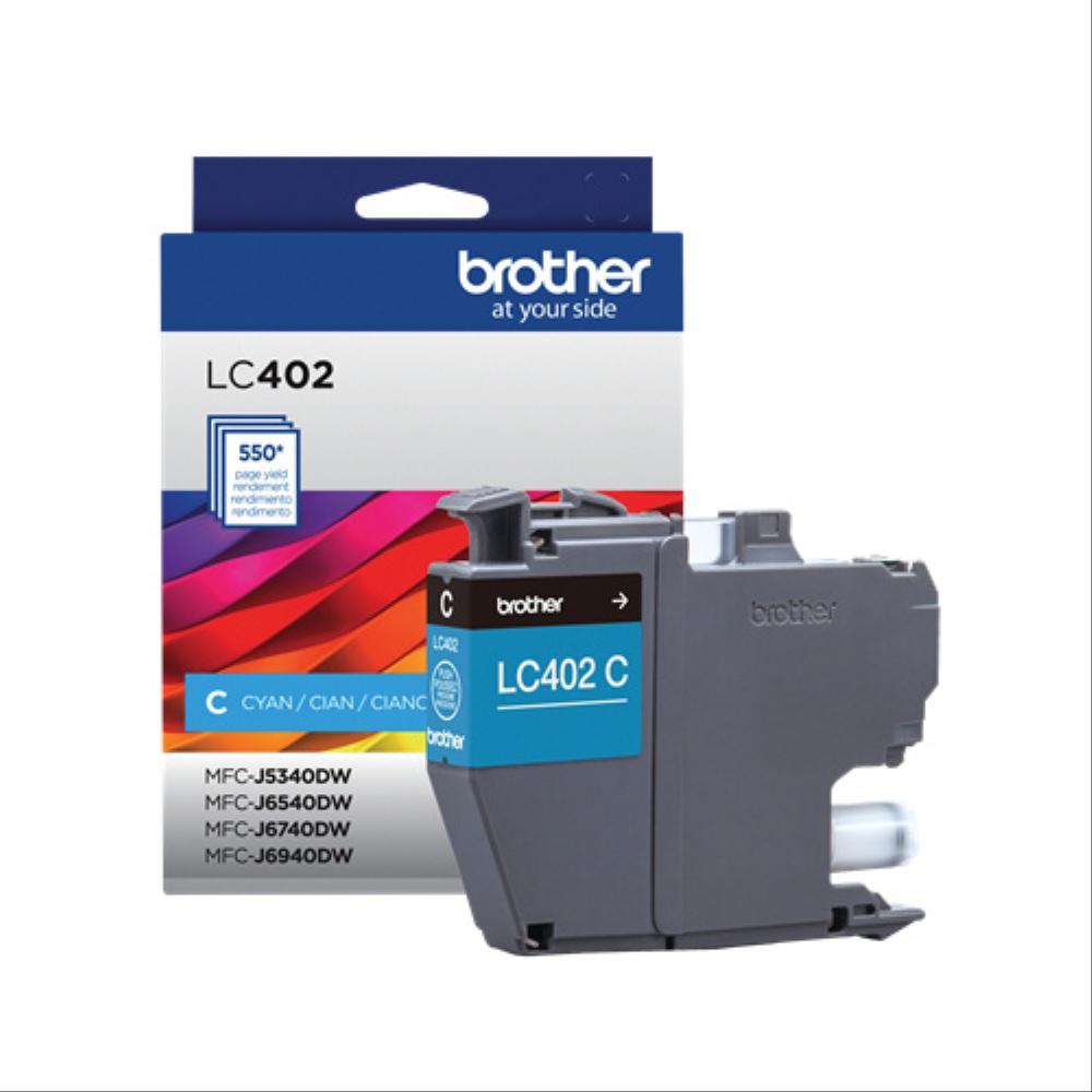 Cartucho De Tinta Brother LC402C Cian Rinde 550 Páginas