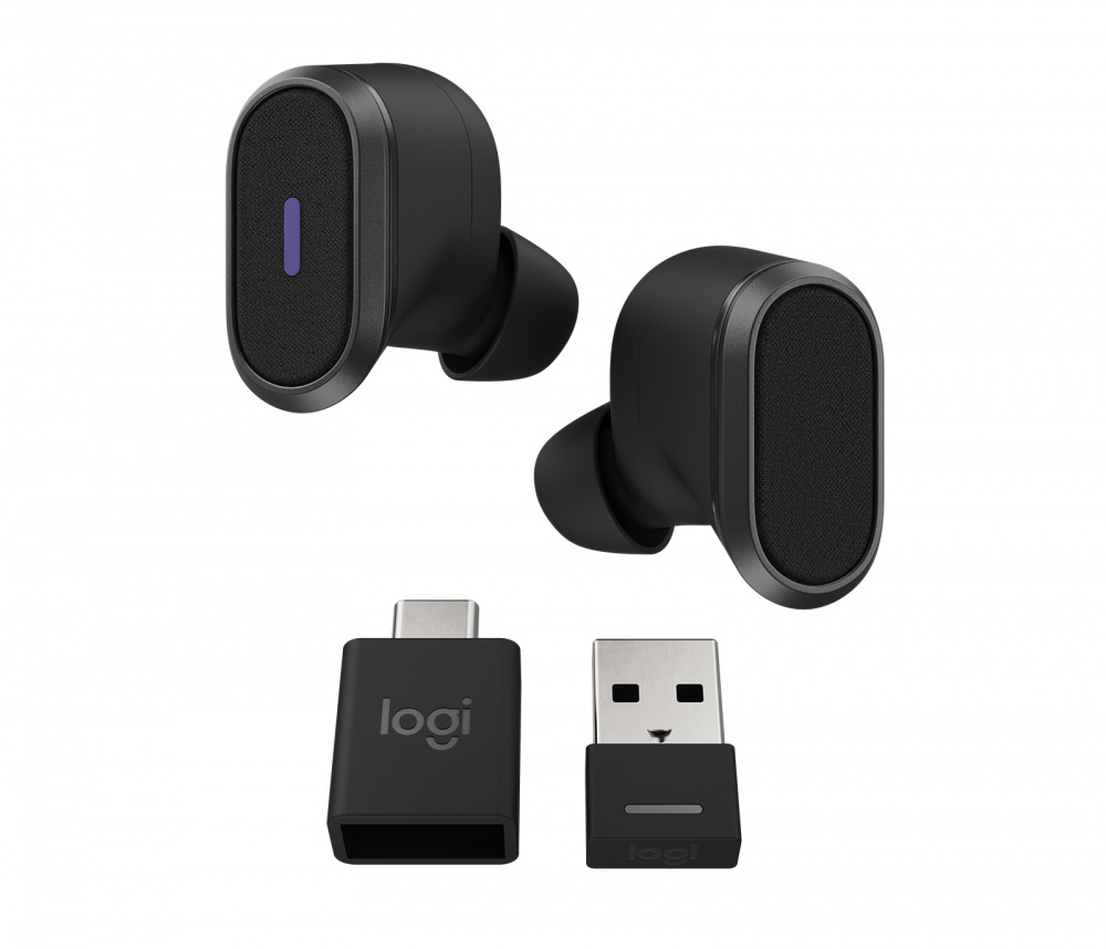 Audífonos Inalámbricos Logitech Zone True Wireless con Estuche de Carga Cancelación de Ruido Grafito Incluye Adaptador USB-C