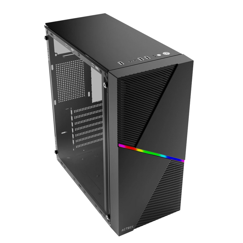 Gabinete Acteck Draco GM450 Con Ventana RGB Midi-Tower ATX/Micro-ATX/Mini ATX USB 2.0 Fuente 500W Sin Ventiladores