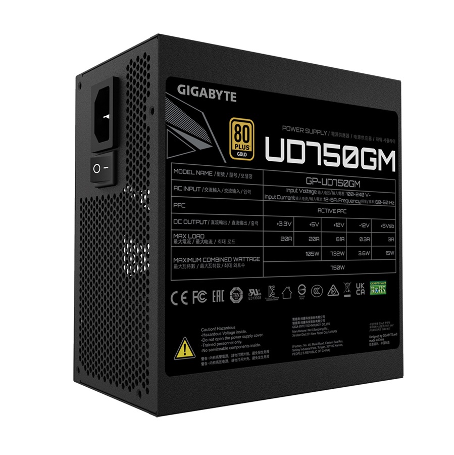 Fuente de Poder Gigabyte UD750GM 750W 80 PLUS Gold 20+4 pin ATX 120mm