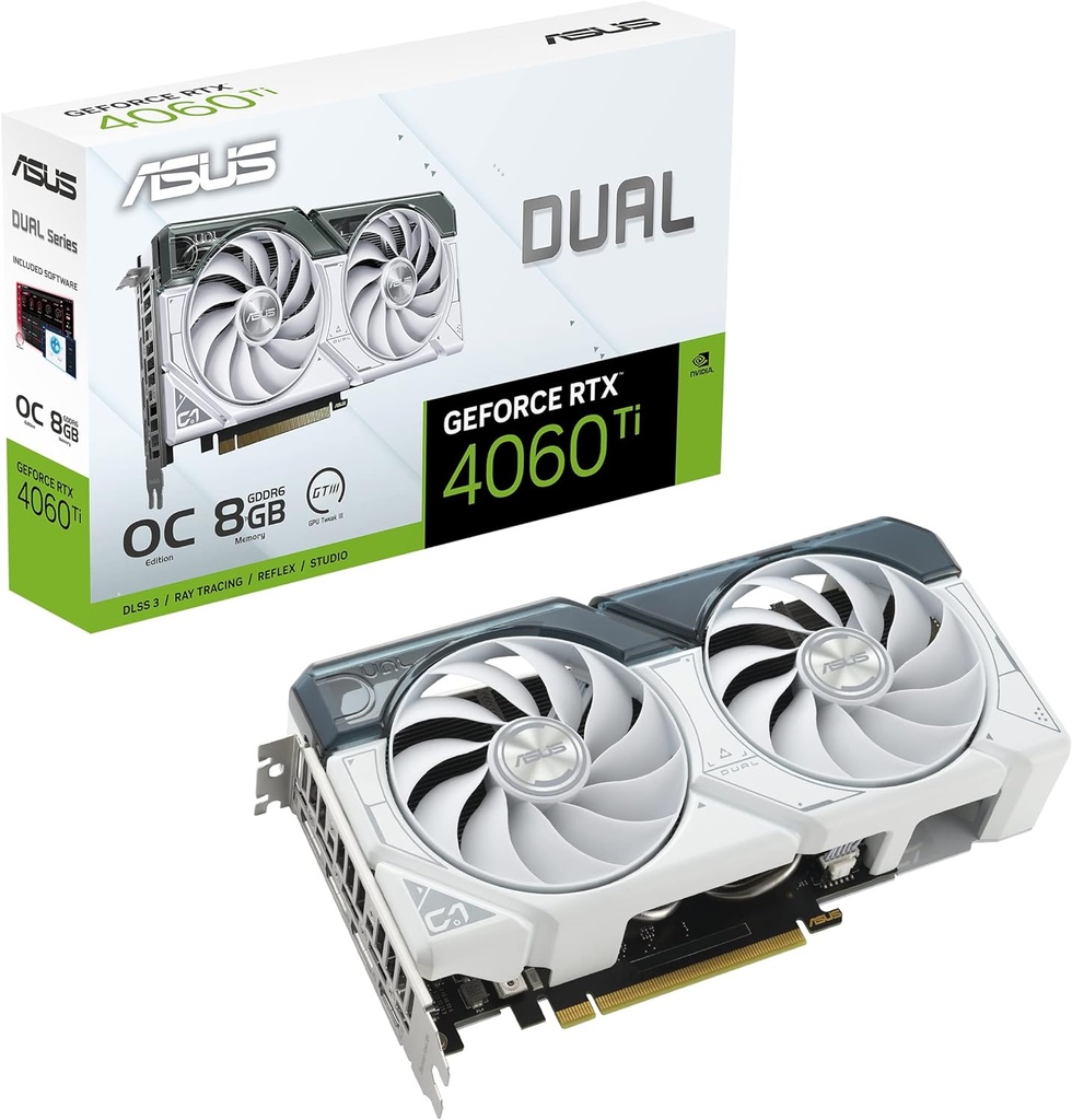 Tarjeta De Video ASUS NVIDIA Dual GeForce RTX 4060 Ti White OC 8GB 128-bit GDDR6 PCI Express 4.0