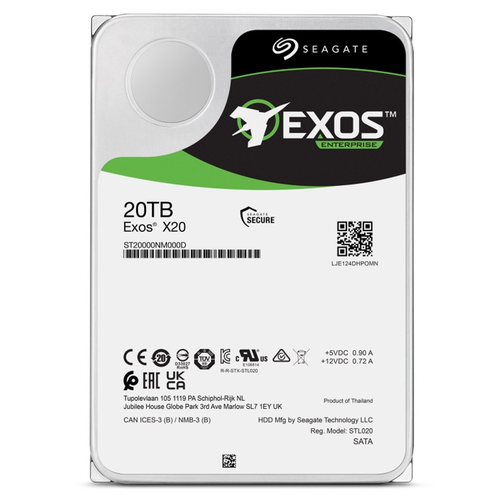 Disco duro interno seagate 3.5 20 tb st20000nm000d exos x20 sata