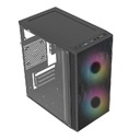 Gabinete Acteck Fuji GC470 Mini-Tower Micro-ATX/ITX USB 3.0/2.0 500W 2 Ventiladores RGB Negro