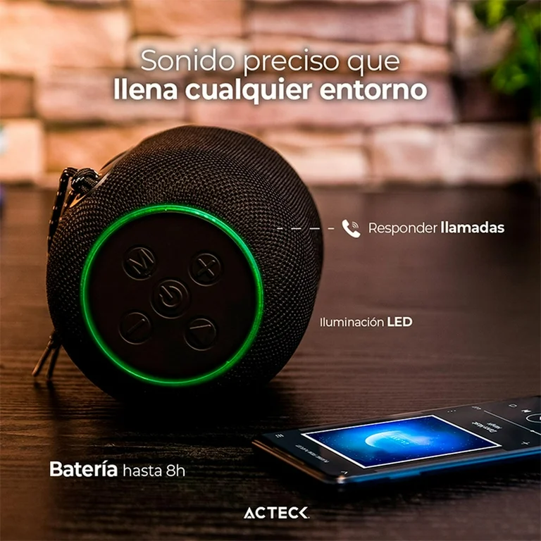 Bocina Portátil Glee Style AP480 Acteck Bluetooth Inalámbrico 2.0 Canales 10W RMS USB Negro