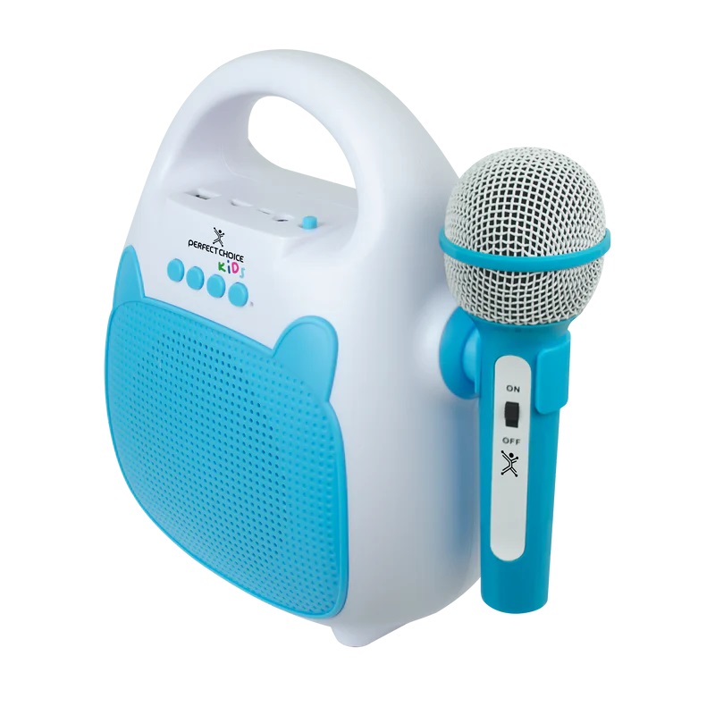 Bocina Karaoke Perfect Sing Bluetooth Inalámbrico 5W RMS Azul/Blanco Perfect Choice