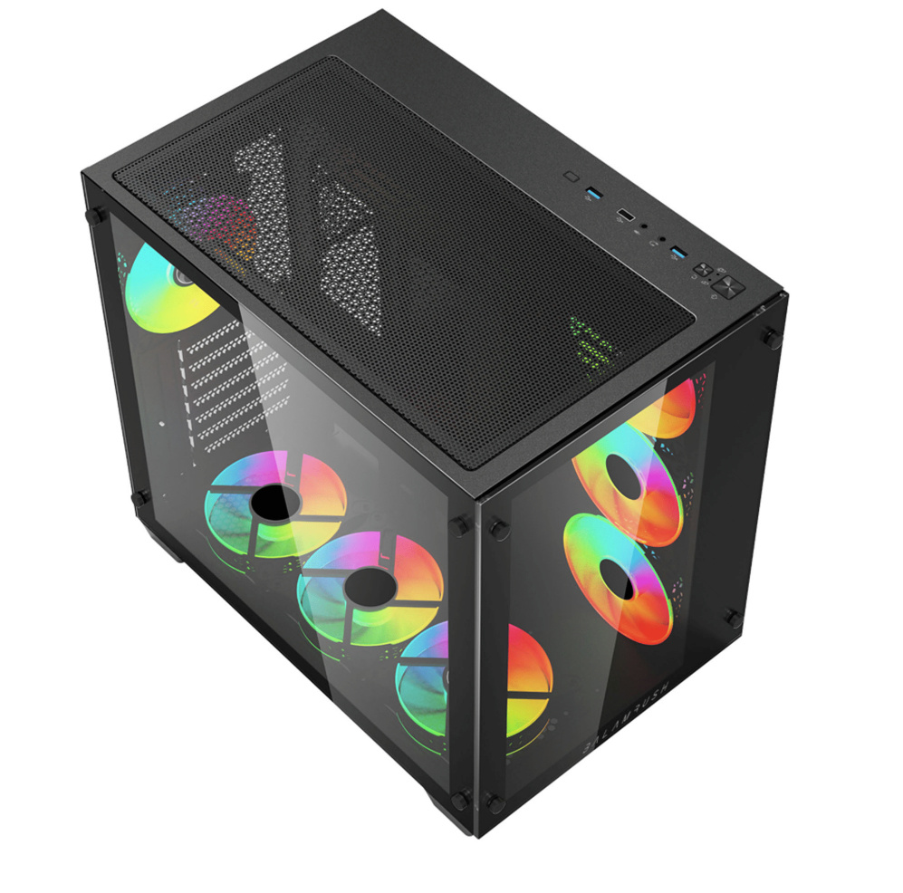 Gabinete Balam Rush Tank Pro GM930 Legend Series con Ventana RGB Midi-Tower Micro-ATX/Mini-ITX USB 3.0/2.0 sin Fuente 4 Ventiladores ARGB