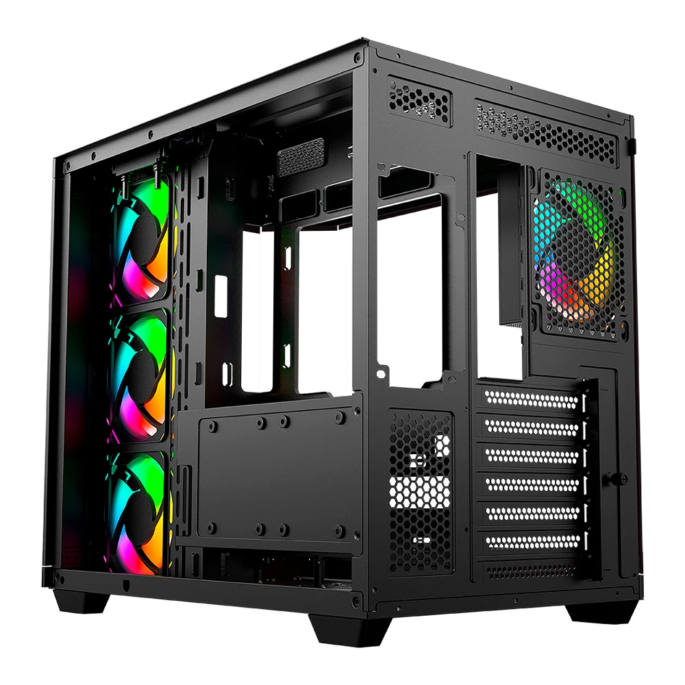 Gabinete balam rush br-938679 tank master 9600tb atx 1*usb 3.0 1*usb 2.0 cristal temp 4 fan negro