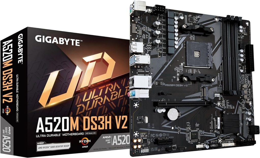 Tarjeta madre gigabyte a520m ds3h v2 socket am4 4*ddr4 dp hdmi pcie 3.0 micro atx