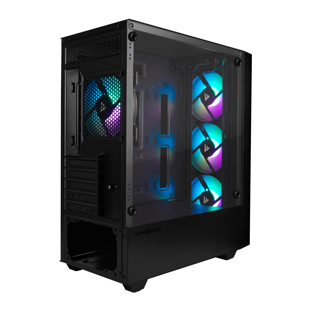 Gabinete Game Factor CSG503 MATX con Ventana LED RGB Mini Torre Micro ATX Mini ATX USB 2.0 y 3.0 sin Fuente 4 Ventiladores Instalados