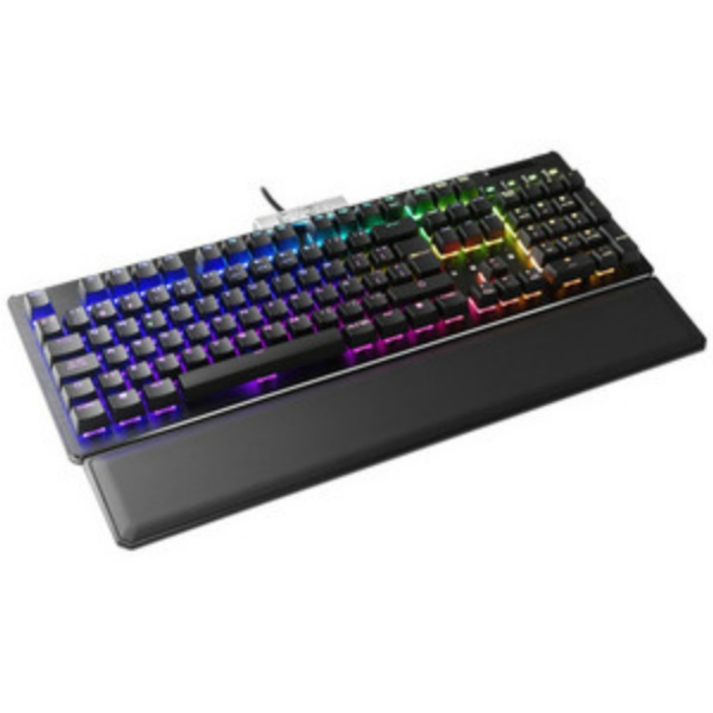 Teclado Mecánico Gamer EVGA Z15 RGB Multi Switch Clicky Speed Bronze Alámbrico Reposa Muñecas Magnético Español