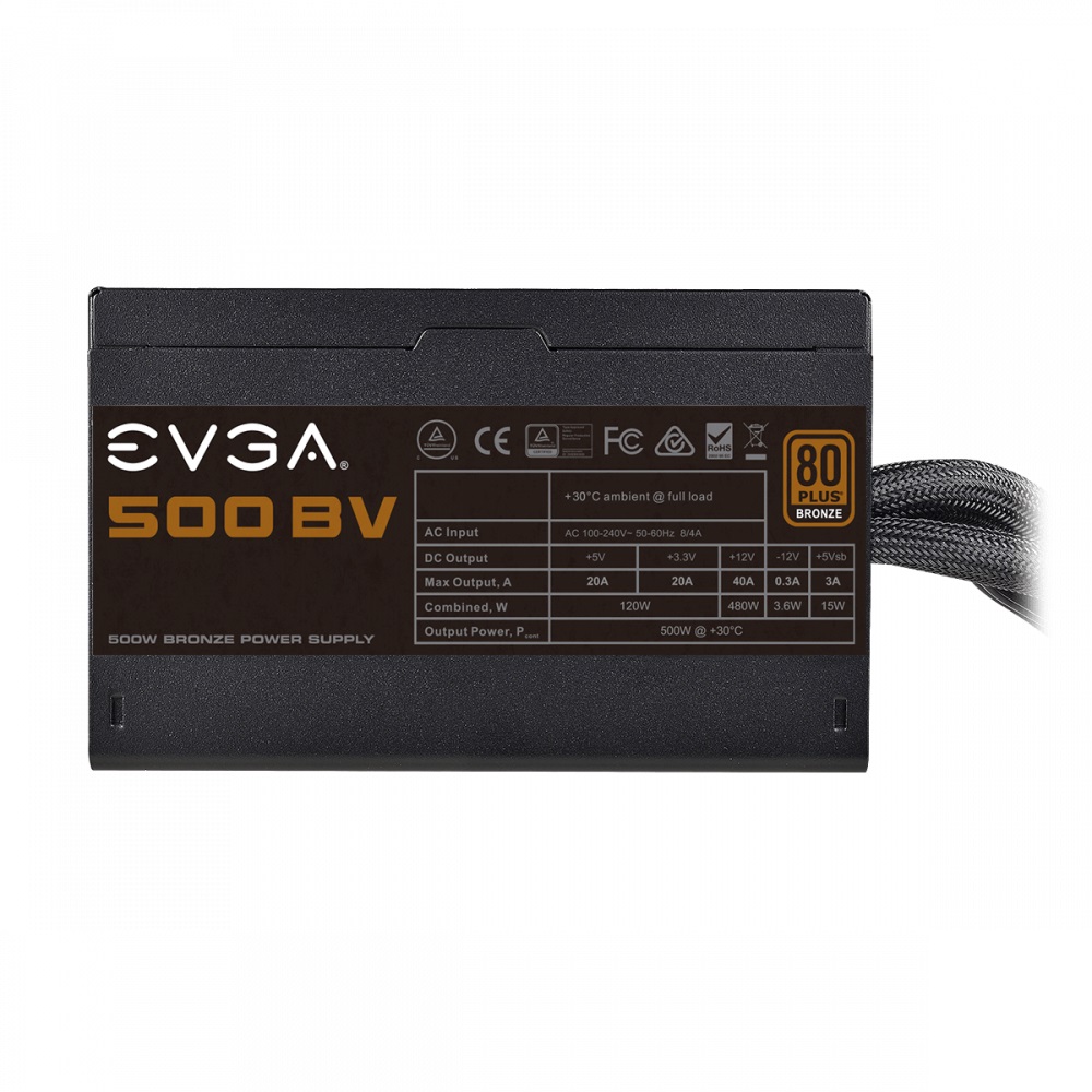 Fuente de Poder EVGA BV 500W 80 Plus Bronze ATX 12V 24 pin Fan 120mm