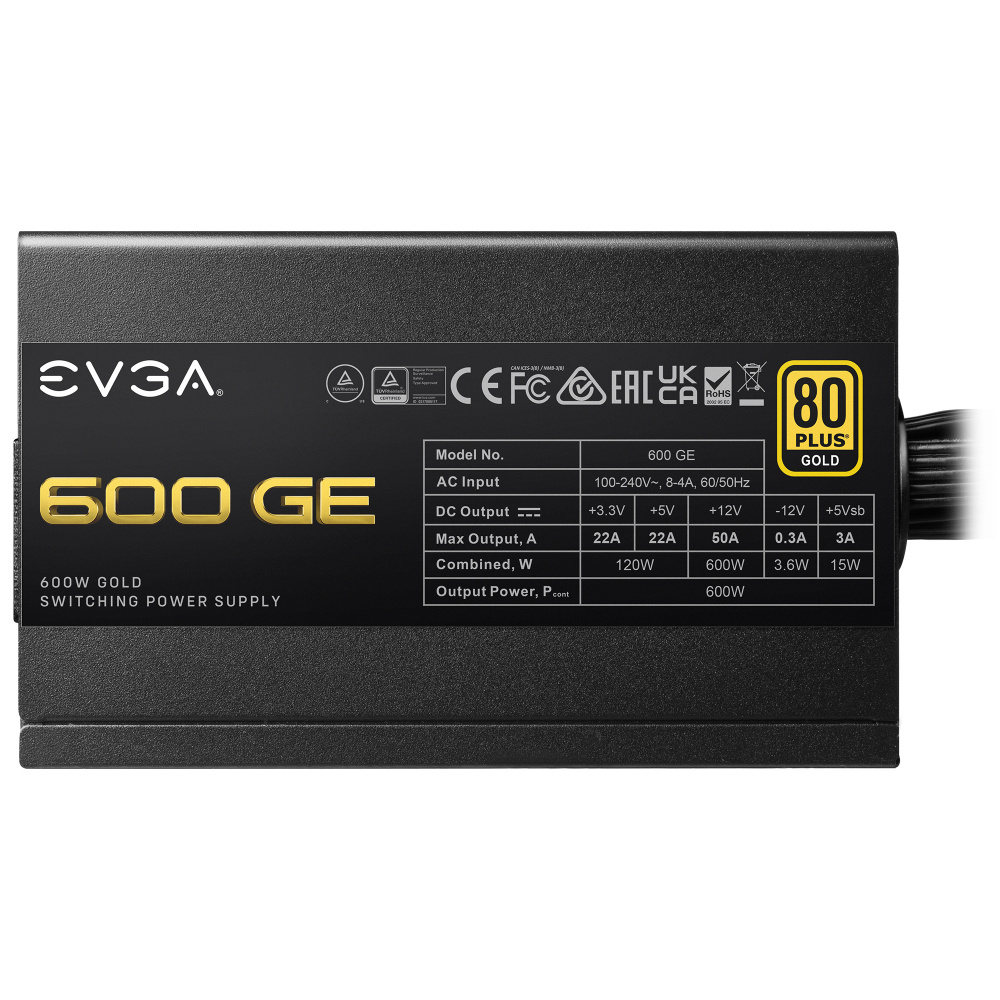 Fuente de Poder EVGA GE 600W 80 Plus Gold ATX 12V Eco Mode 24 pin Fan 120mm