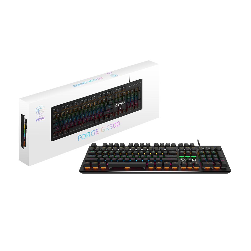 Teclado Mecanico Gaming MSI Forge GK300 US Alambrico 1.6m Usb 2.0 Anti-ghosting RGB