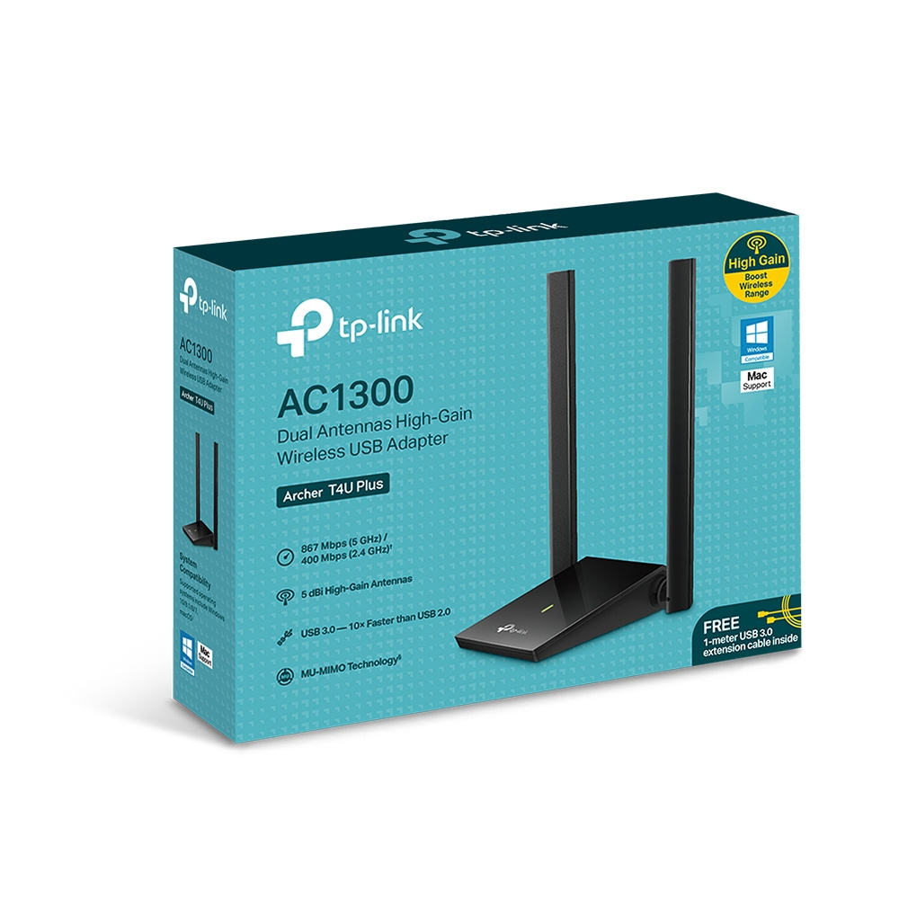 Adaptador De Red USB TP-Link Archer T4U Plus Inalámbrico WLAN 1300Mbit/s 2.4/5GHz