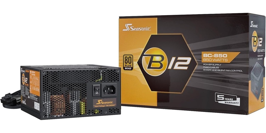 Fuente de Poder Seasonic B12 BC 80 PLUS Bronze 20+4 pin ATX 120mm 850W