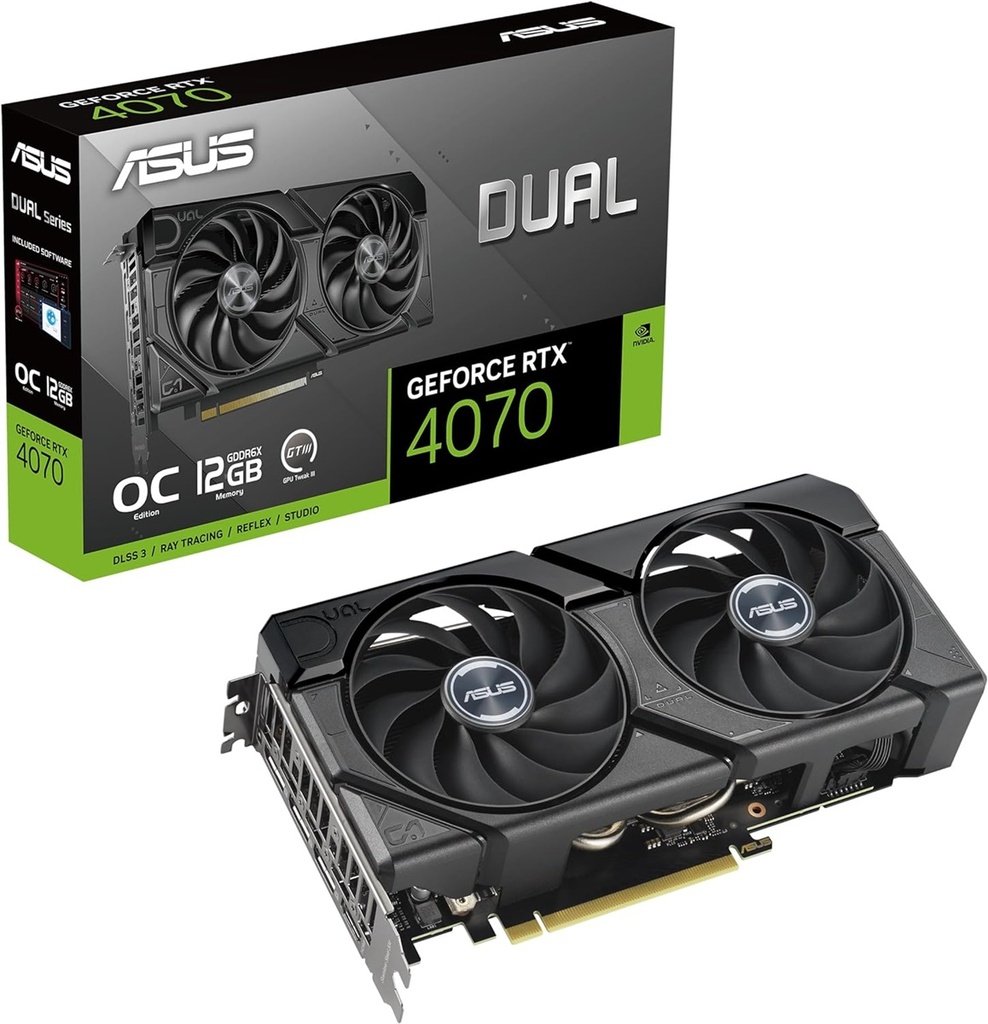 Tarjetas De Video ASUS DUAL-RTX4070S-O12G-EVO NVIDIA GeForce RTX 4070 SUPER GDDR6X PCI Express 4.0