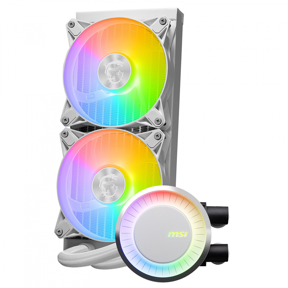 Enfriamiento Líquido Para CPU MSI MAG CORELIQUID E240 White ARGB 2x 120mm 3000RPM