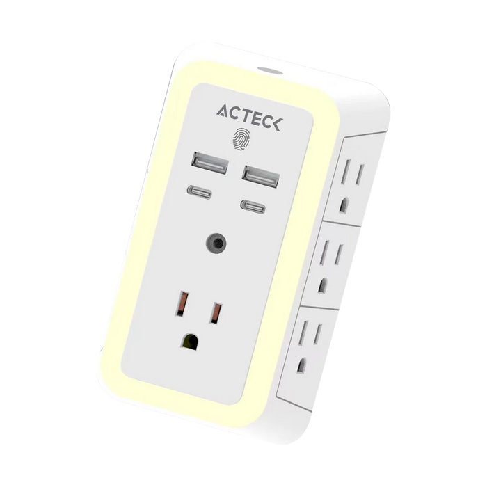 Multicontactos Acteck Energon Lumina CP515 7 Contactos 2x USB-A 2x USB-C 125V