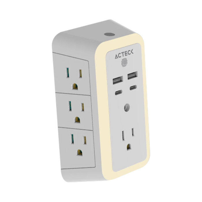 Multicontactos Acteck Energon Lumina CP515 7 Contactos 2x USB-A 2x USB-C 125V