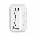 Supresor de Picos de Pared Smartbitt SBSS-BW6-3U 6 Contactos 3x USB 1480J 120V