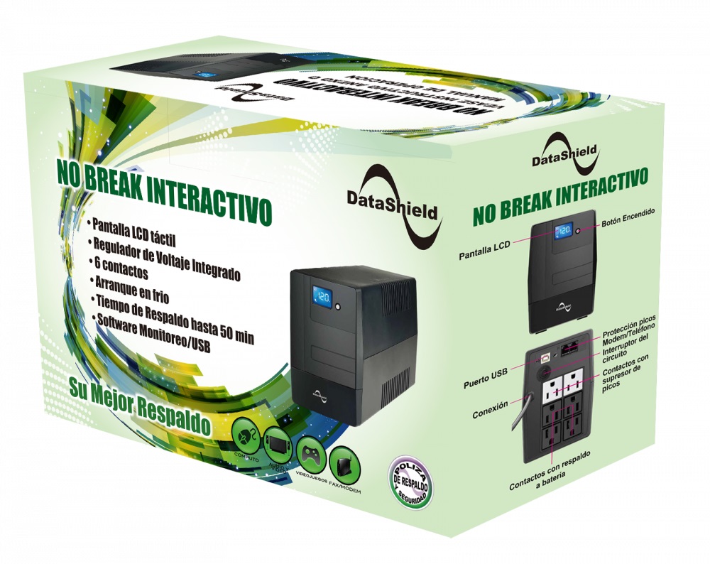 No Break DataShield KS 800 PRO 480W 800VA Entrada 90-150V Salida 120V 6 Contactos 