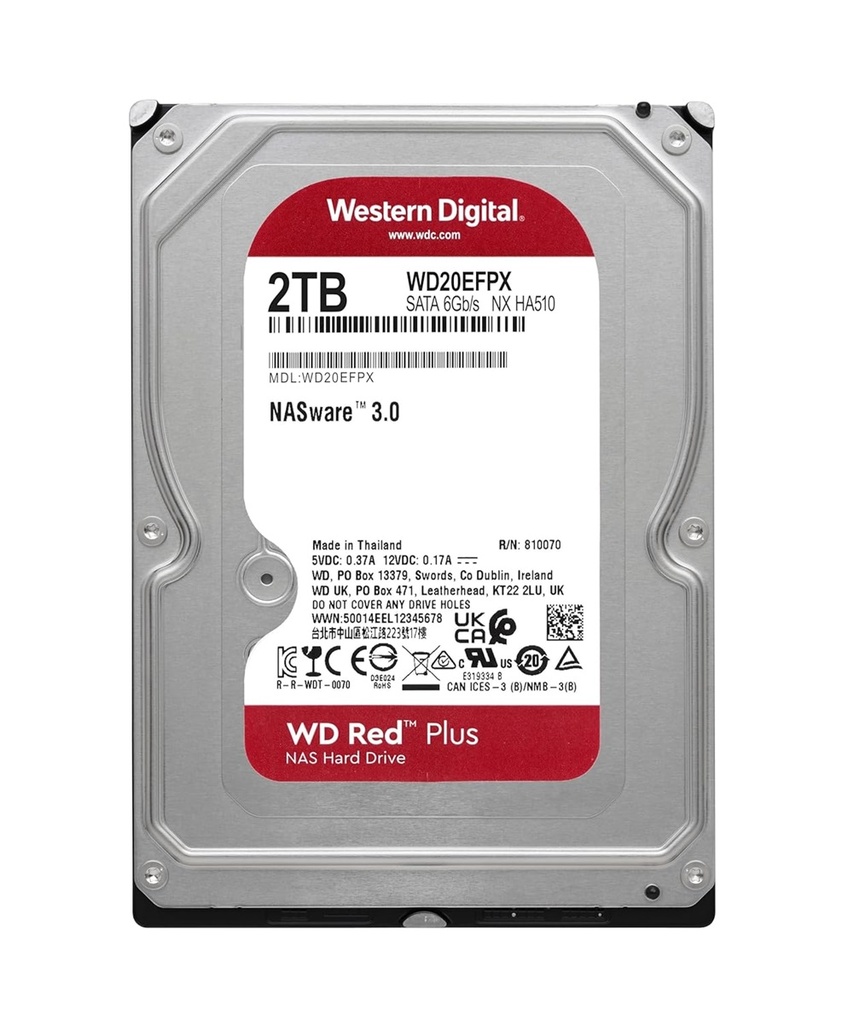 Disco Duro Para NAS Western Digital WD Red 3.5'' de 1 a 8 Bahías 2TB SATA III 6 Gbit/s 5400RPM 64MB Cache 