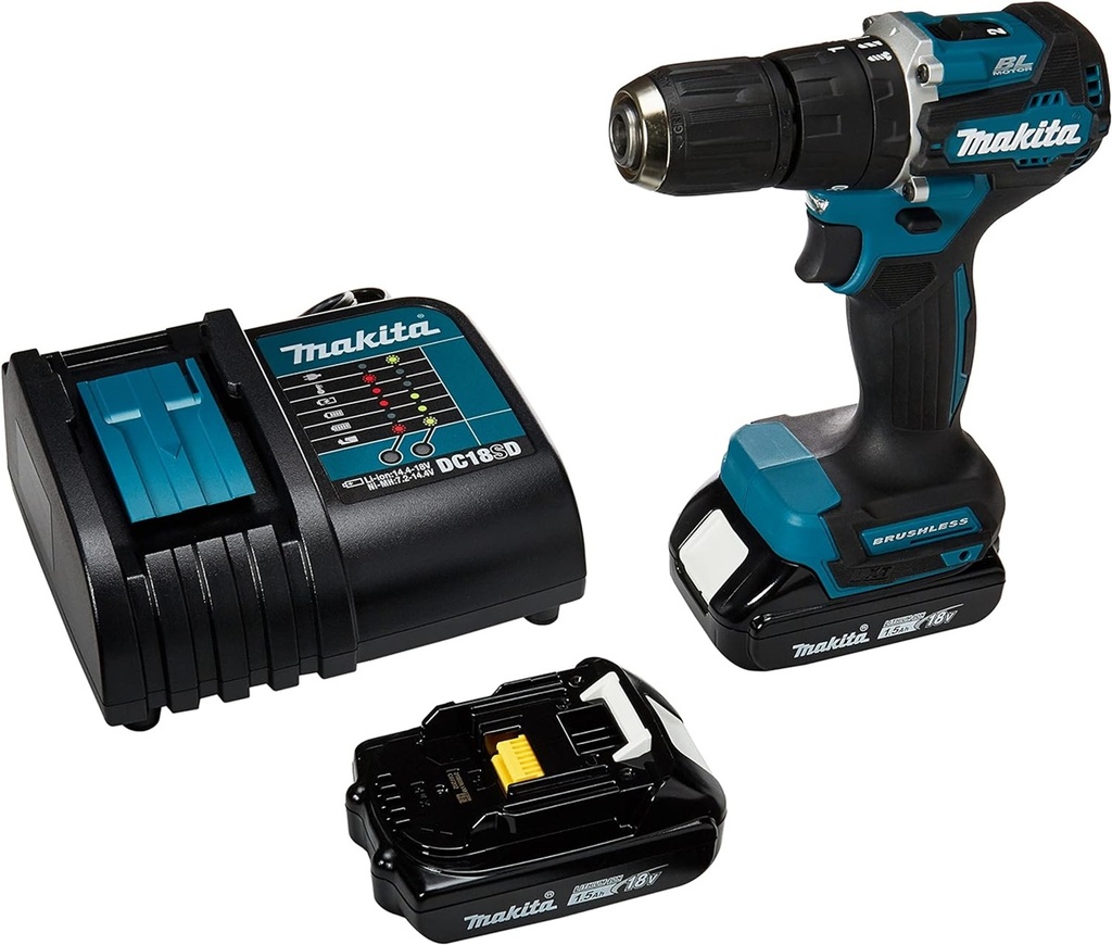 Makita Kit Rotomartillo de Batería DHP487SYX2 Inalámbrico 1/2" 18V