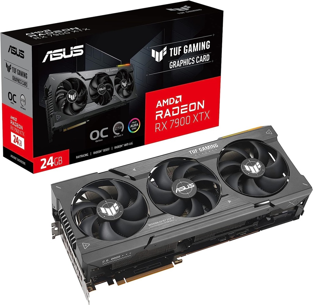 Tarjeta De Video ASUS TUF-RX7900XTX-O24G-GAMING 384 bit PCI-e 4.0 HDMI 2.1 3x DisplayPort 1.4a 