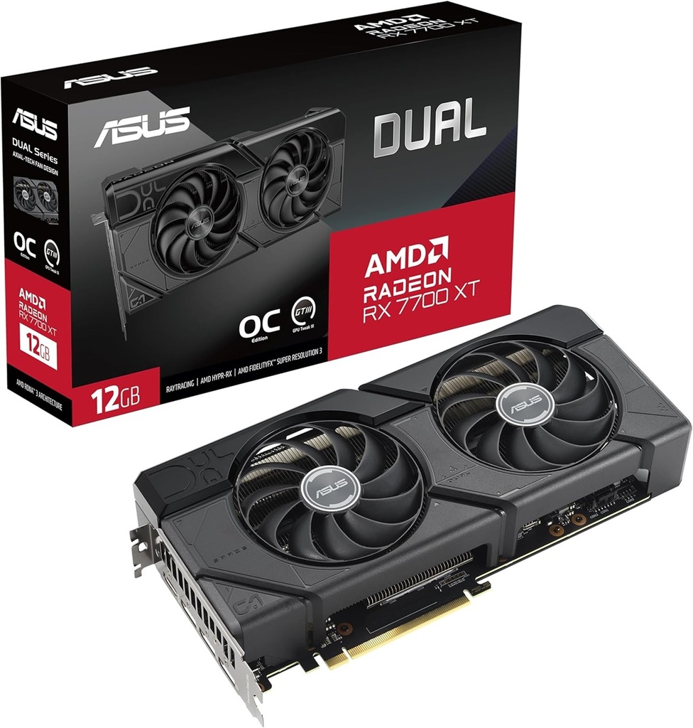 Tarjeta De Video ASUS DUAL-RX7700XT-O12G GDDR6 192 bits PCI-e 4.0 HDMI 3x DisplayPort